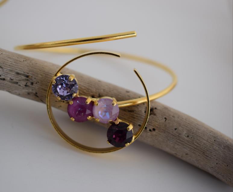 Asteria bracelet with crystal – Greek hammered jewelry available in 18K gold plated, 18K silver plated, and rose gold plated finishes.
