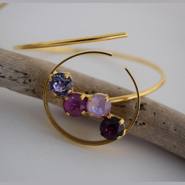 Asteria bracelet with crystal – Greek hammered jewelry available in 18K gold plated, 18K silver plated, and rose gold plated finishes.