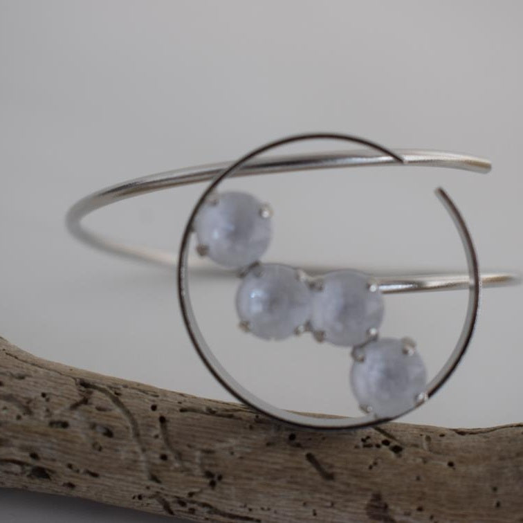 Asteria bracelet with crystal – Greek hammered jewelry available in 18K gold plated, 18K silver plated, and rose gold plated finishes.