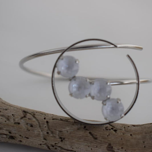 Asteria bracelet with crystal – Greek hammered jewelry available in 18K gold plated, 18K silver plated, and rose gold plated finishes.