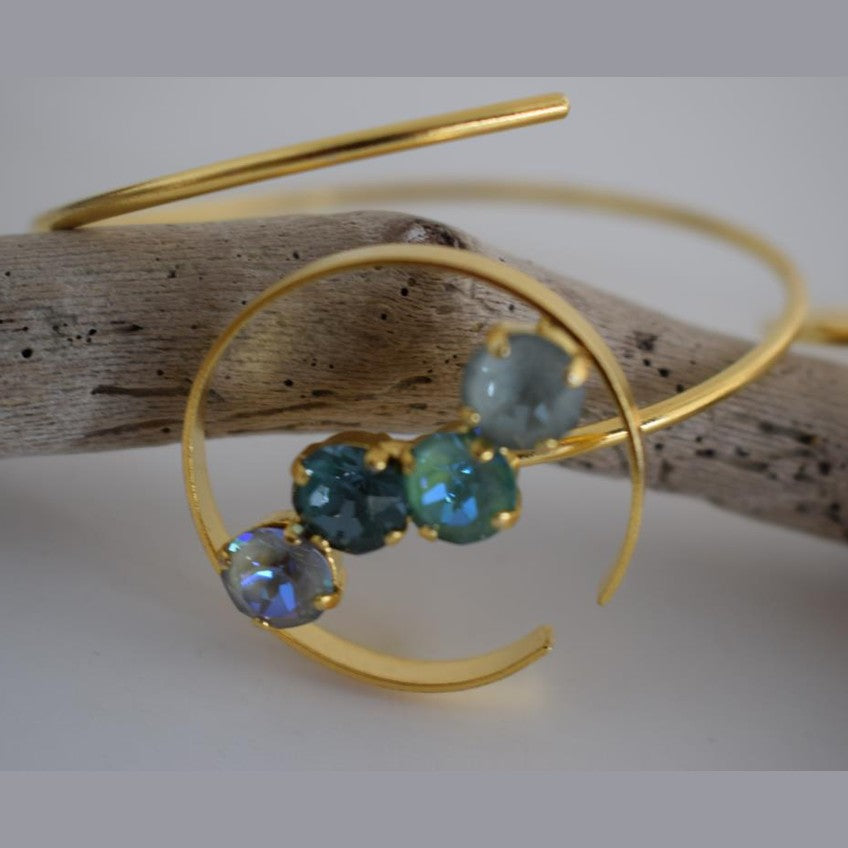 Asteria bracelet with crystal – Greek hammered jewelry available in 18K gold plated, 18K silver plated, and rose gold plated finishes.