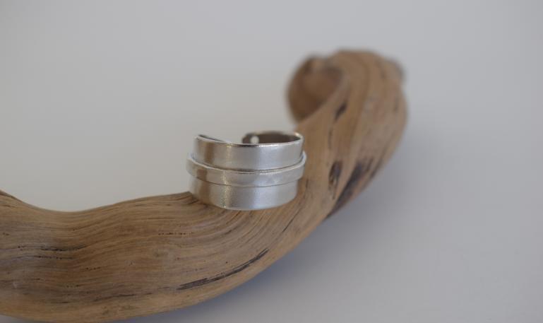 Athena Ring handmade Greek hammered jewelry available in 18K gold plated and 18K silver plated finish with adjustable one size fit.