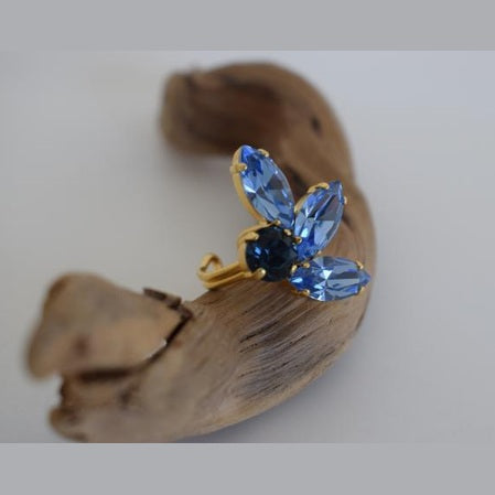 Amaryllis3 Ring handmade Greek hammered jewelry with fine crystals available in 18K gold plated and 18K silver plated finish