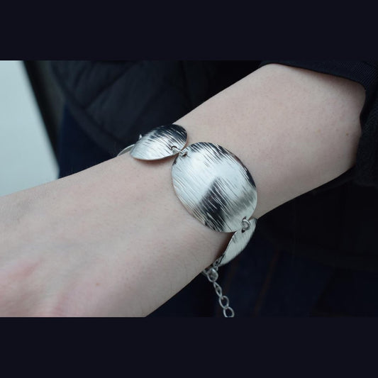 Hermes bracelet – Greek hammered jewelry – 18K gold plated, silver plated, rose gold plated, hammered sphere design