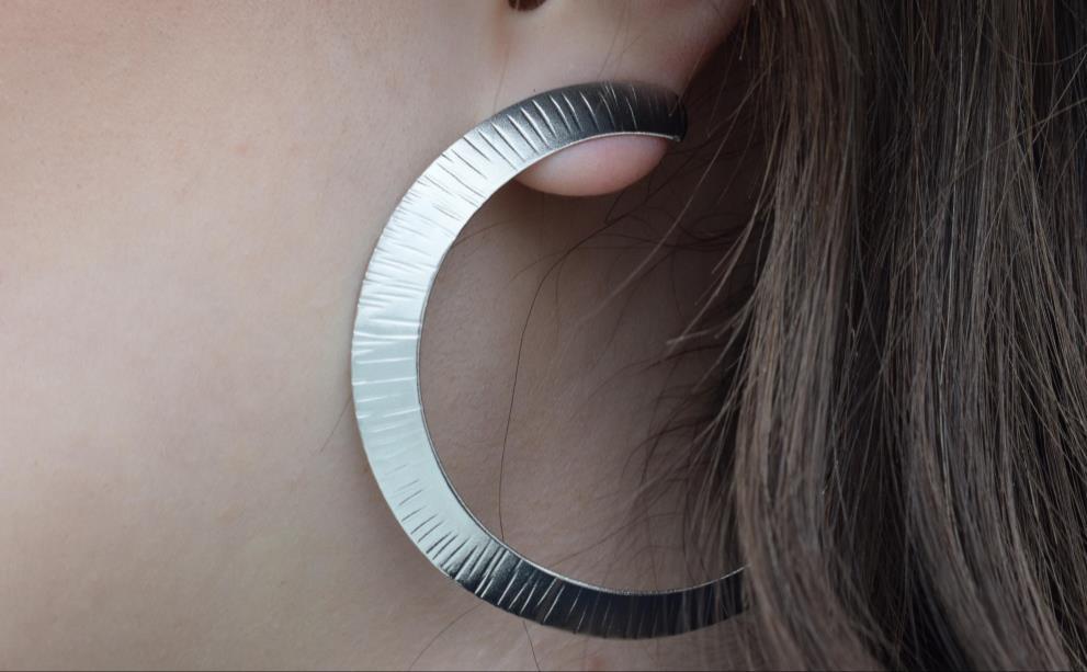 Hermes earrings – Greek hammered jewelry – 18K gold or silver plated, rose gold plated, hammered hoop design inspired by Hermes