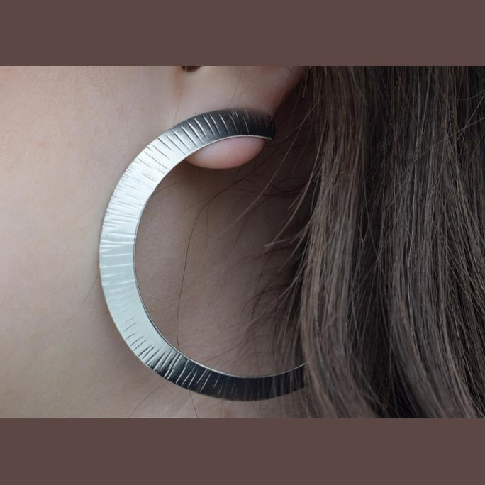 Hermes earrings – Greek hammered jewelry – 18K gold or silver plated, rose gold plated, hammered hoop design inspired by Hermes