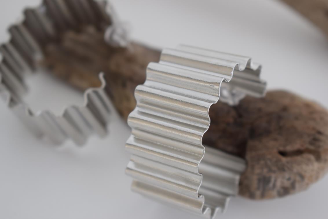 Rhythmis earrings – Greek hammered jewelry available in 18K gold plated, 18K silver plated, and rose gold plated.