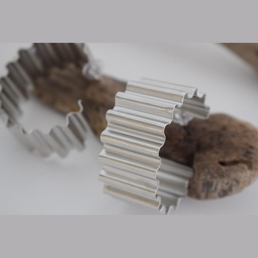 Rhythmis earrings – Greek hammered jewelry available in 18K gold plated, 18K silver plated, and rose gold plated.