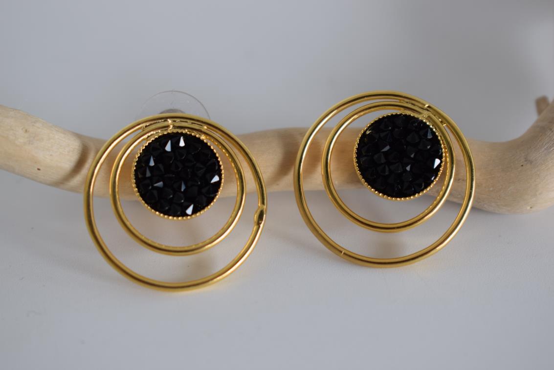 Seleni earrings with Swarovski – Greek hammered jewelry available in 18K gold plated, 18K silver plated, and rose gold plated