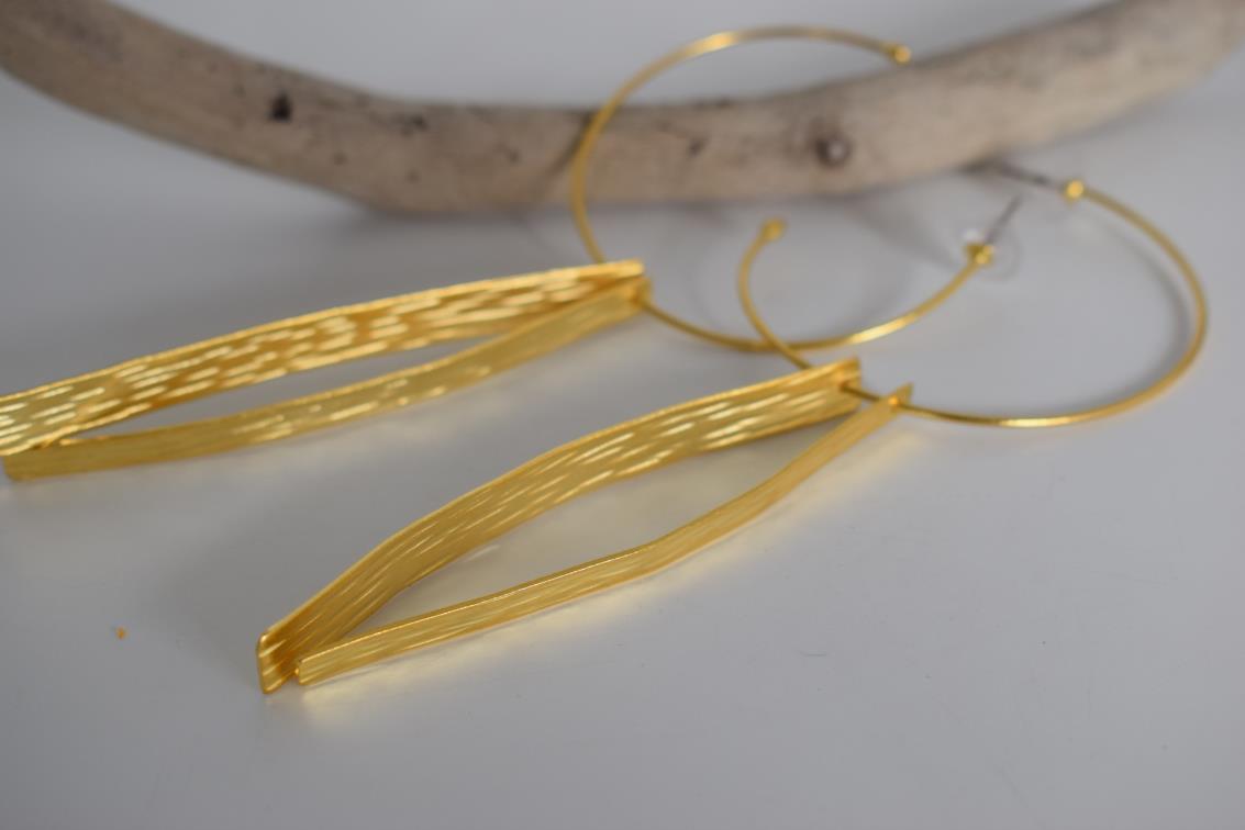 Avgi earrings – Greek hammered jewelry available in 18K gold plated, 18K silver plated, and rose gold plated