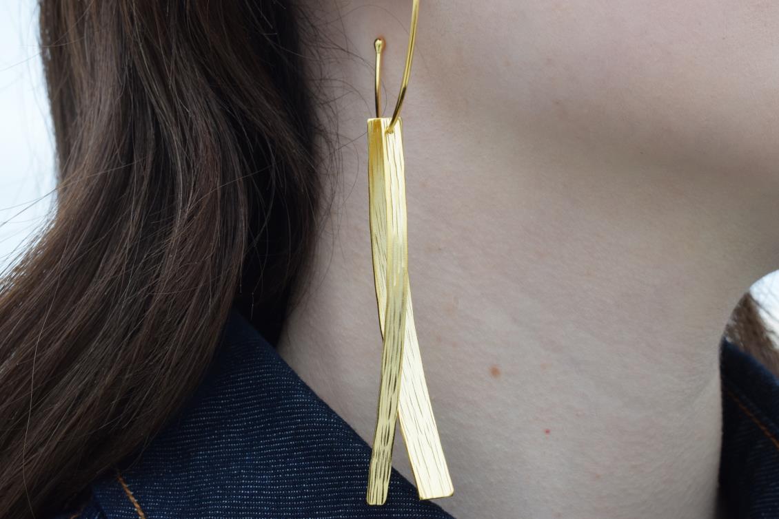 Avgi earrings – Greek hammered jewelry available in 18K gold plated, 18K silver plated, and rose gold plated