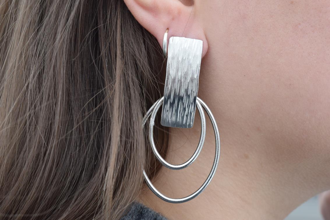 Aspides earrings – Greek hammered jewelry available in 18K gold plated, 18K silver plated, and rose gold plated