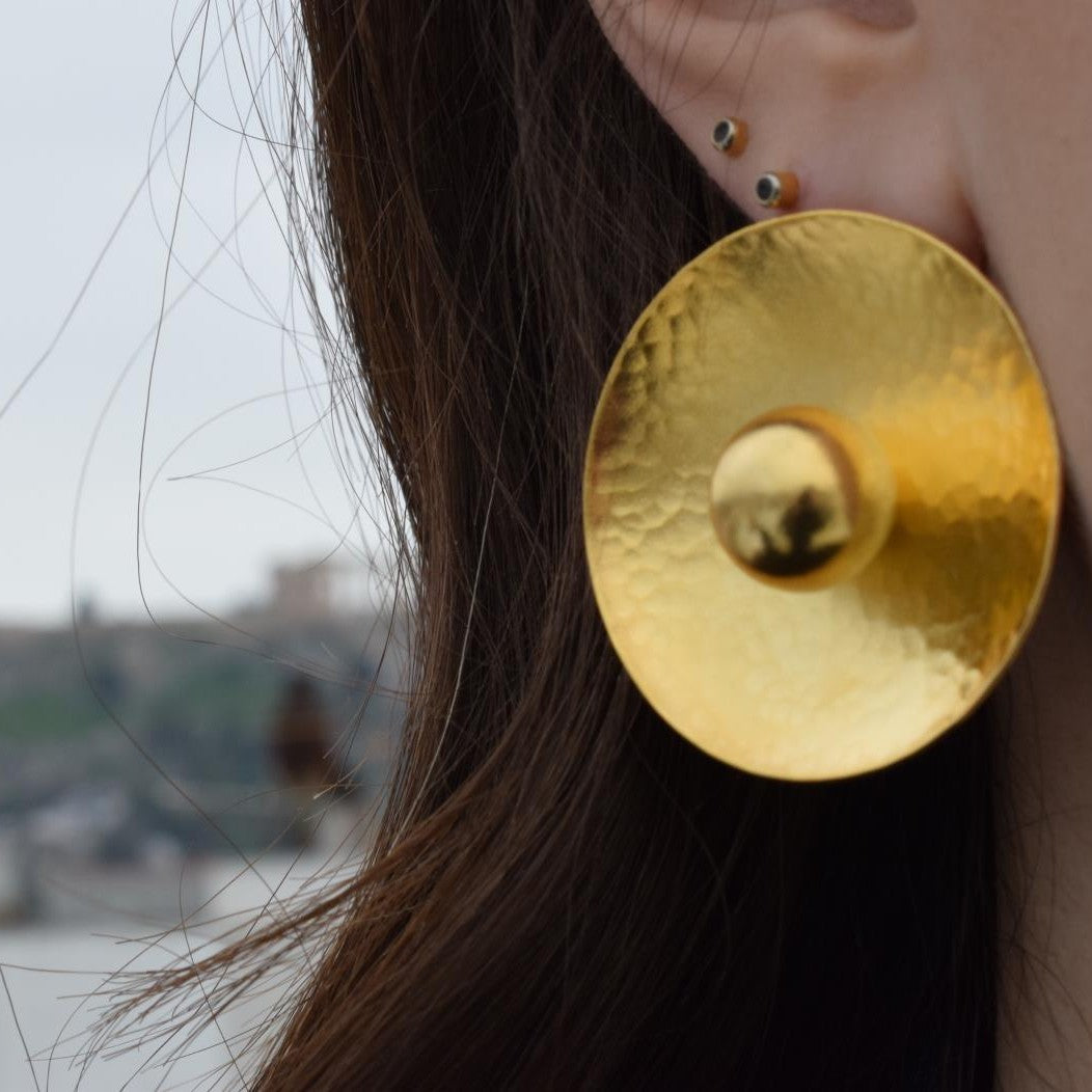 Atlas earrings – Greek hammered jewelry 18K gold plated, 18K silver plated, and rose gold plated