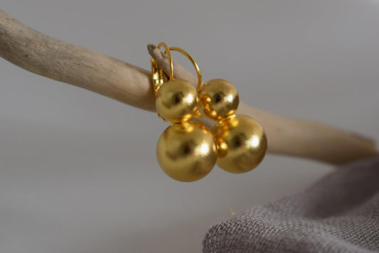 Sphaira earrings – Greek hammered jewelry 18K gold plated, 18K silver plated, and rose gold plated