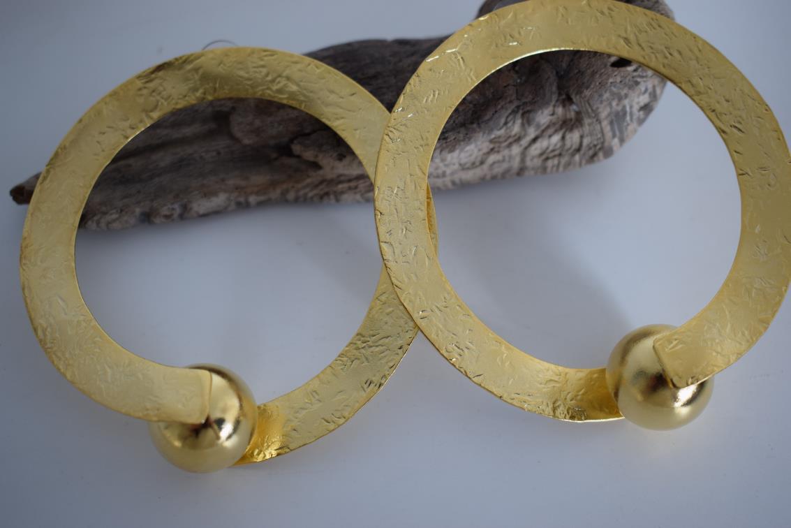 Sphairidio earrings Greek hammered jewelry 18K gold plated