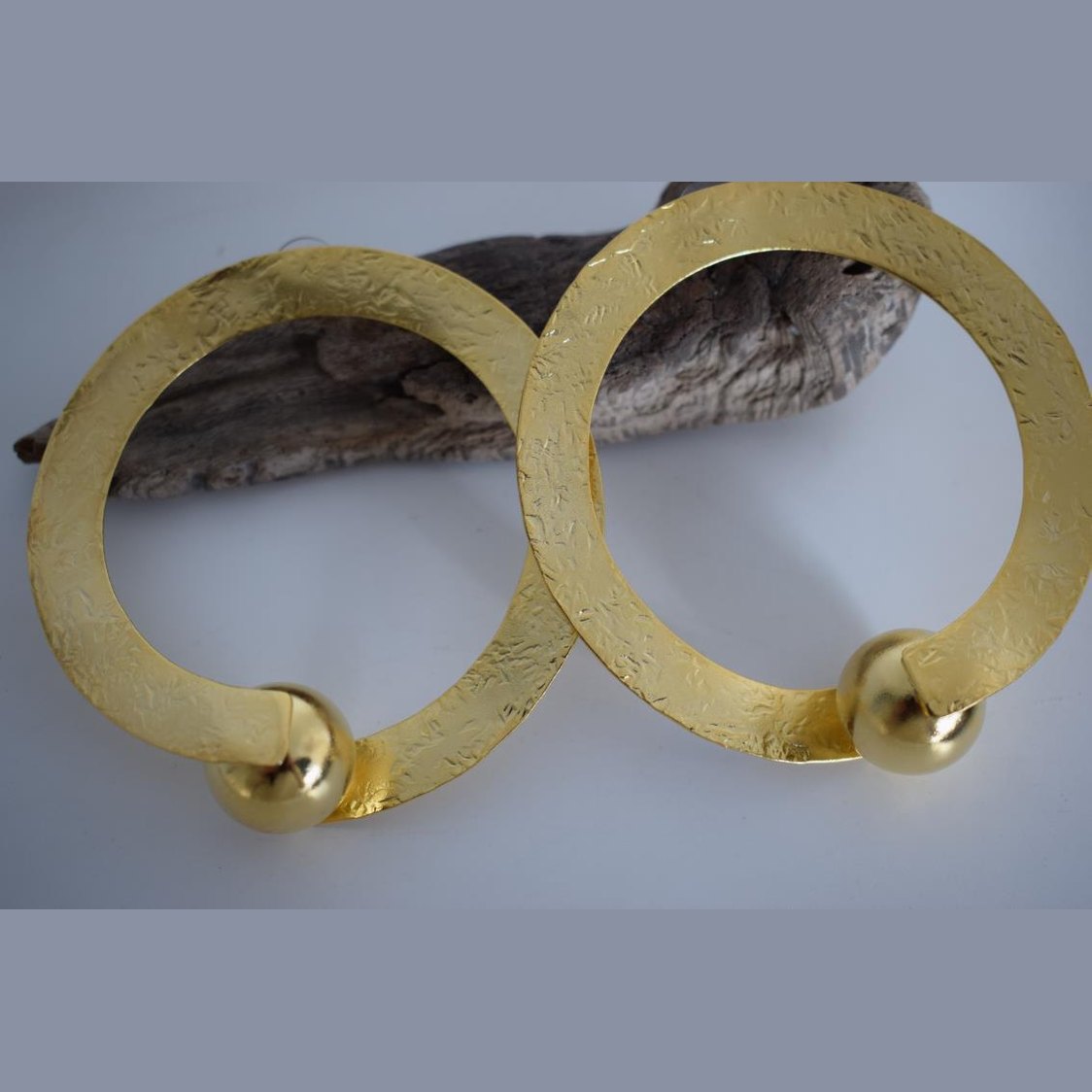 Sphairidio earrings Greek hammered jewelry 18K gold plated