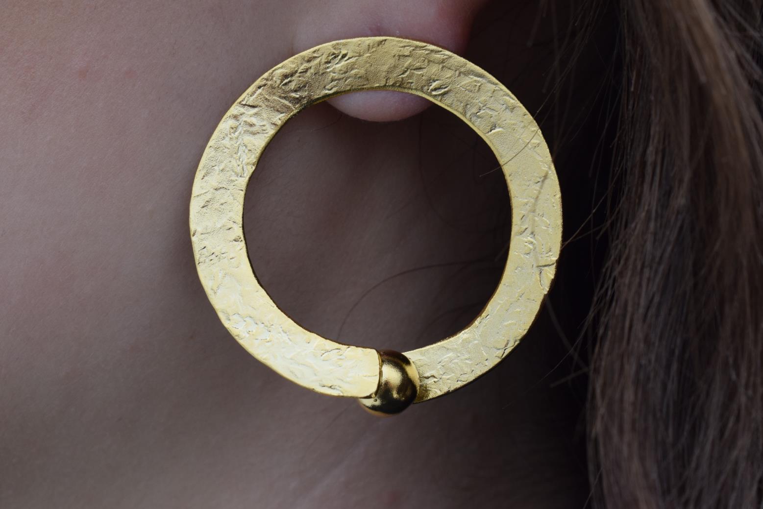 Sphairidio earrings Greek hammered jewelry 18K gold plated