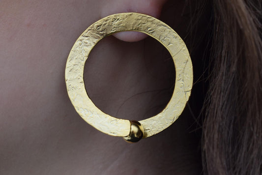 Sphairidio earrings Greek hammered jewelry 18K gold plated