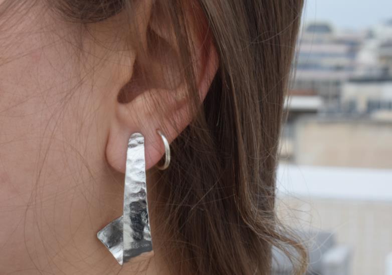 Eos earrings – Greek hammered jewelry available in 18K gold plated, 18K silver plated, and rose gold plated