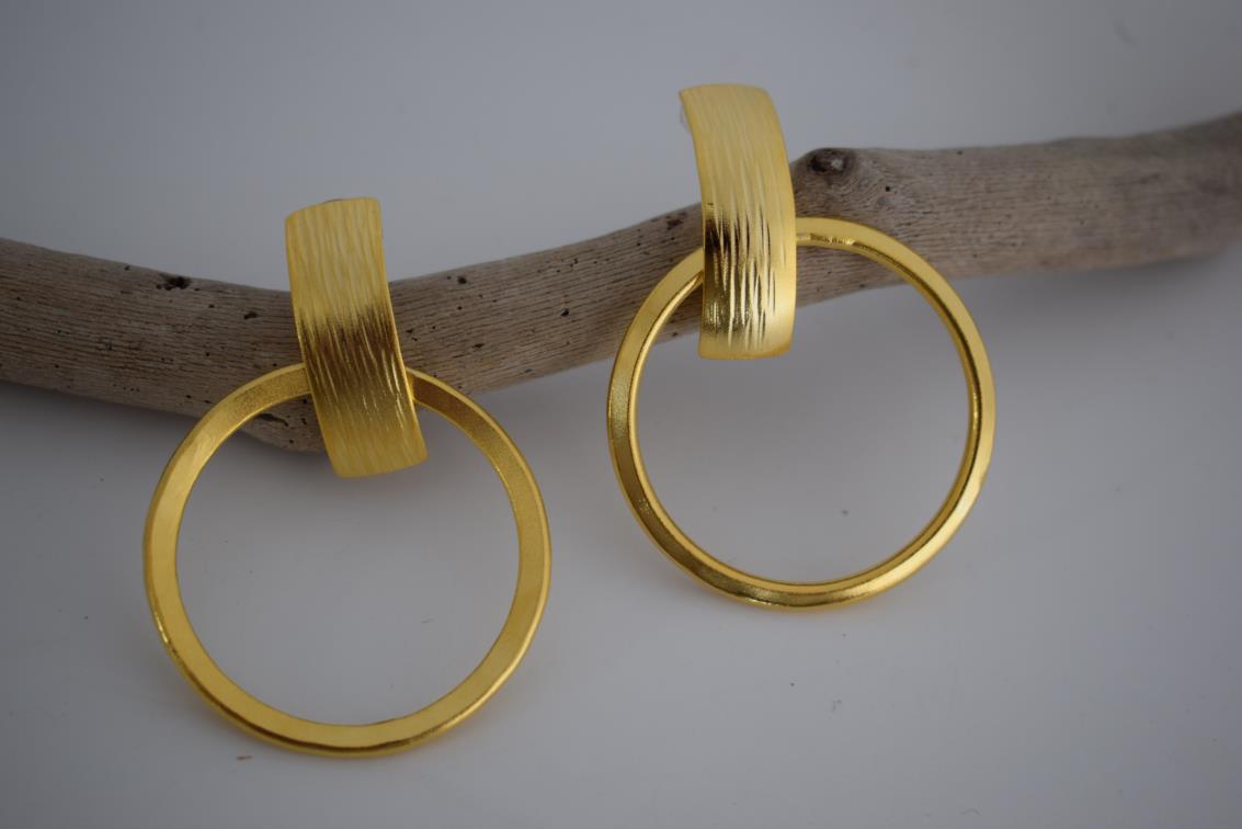 Aspides earrings – Greek hammered jewelry available in 18K gold plated, 18K silver plated, and rose gold plated