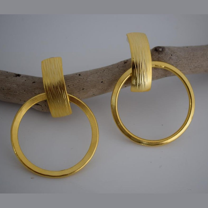 Aspides earrings – Greek hammered jewelry available in 18K gold plated, 18K silver plated, and rose gold plated