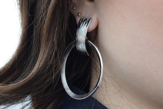 Aspides earrings – Greek hammered jewelry available in 18K gold plated, 18K silver plated, and rose gold plated