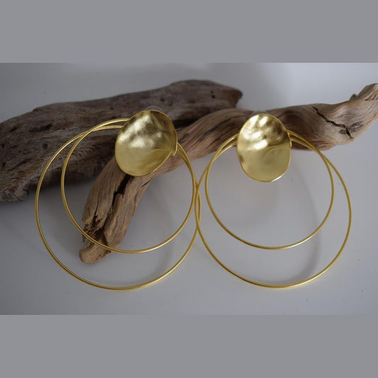 Estia earrings – Greek hammered jewelry available in 18K gold plated, 18K silver plated, and rose gold plated
