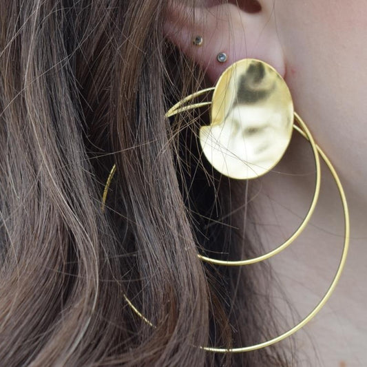 Estia earrings – Greek hammered jewelry available in 18K gold plated, 18K silver plated, and rose gold plated