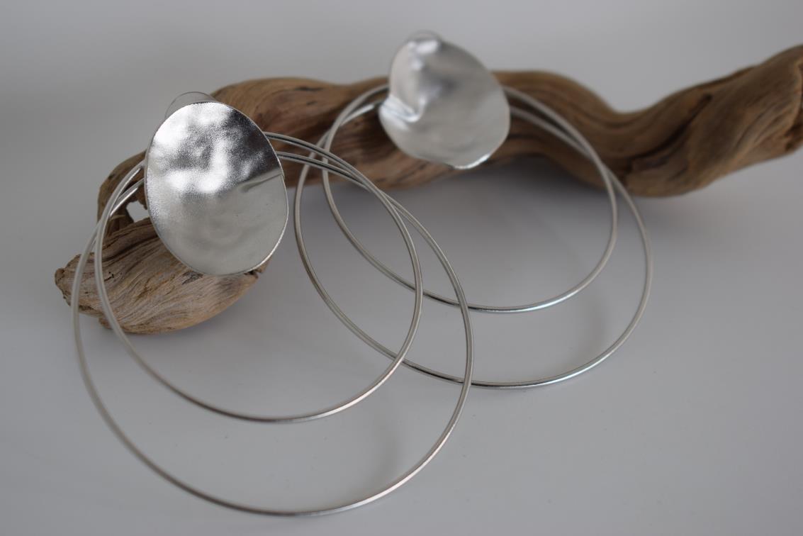 Estia earrings – Greek hammered jewelry available in 18K gold plated, 18K silver plated, and rose gold plated