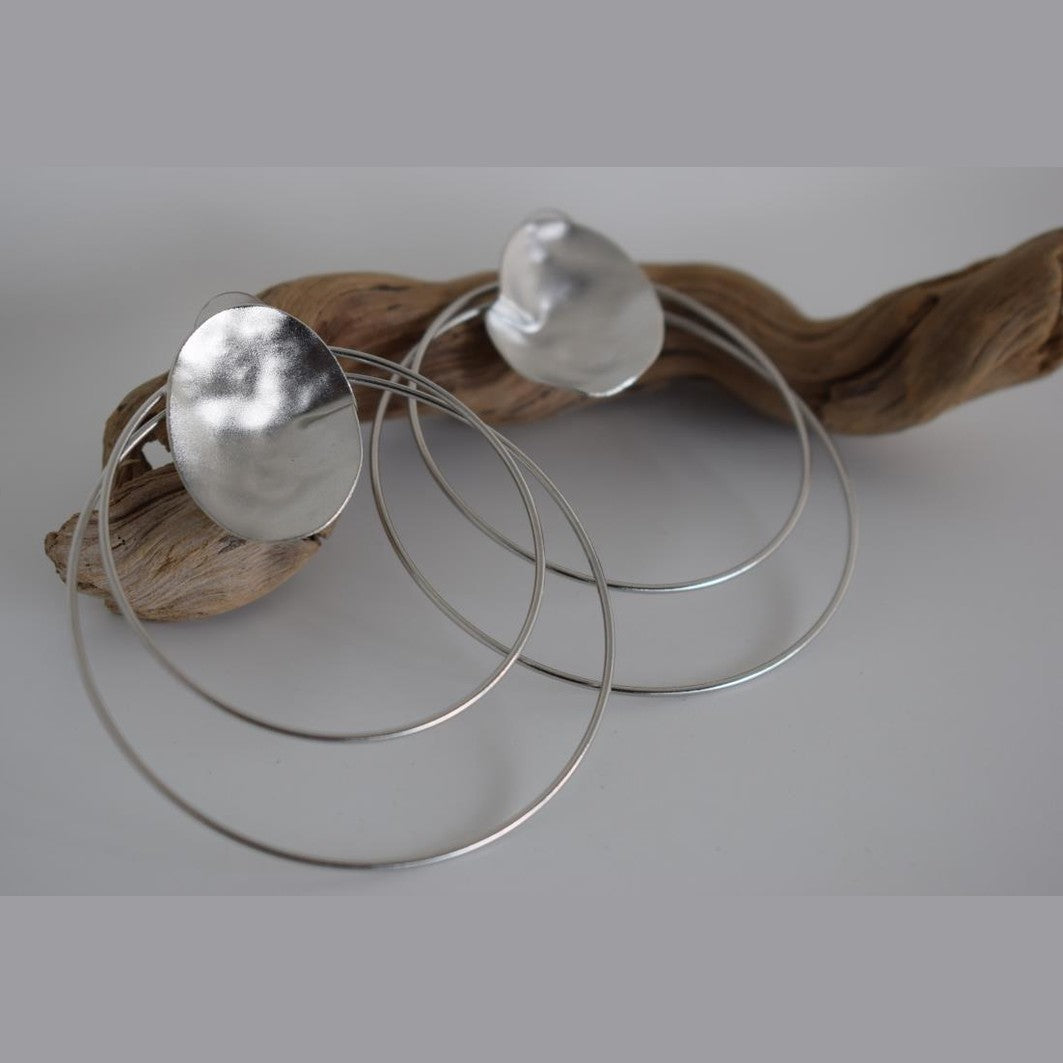 Estia earrings – Greek hammered jewelry available in 18K gold plated, 18K silver plated, and rose gold plated