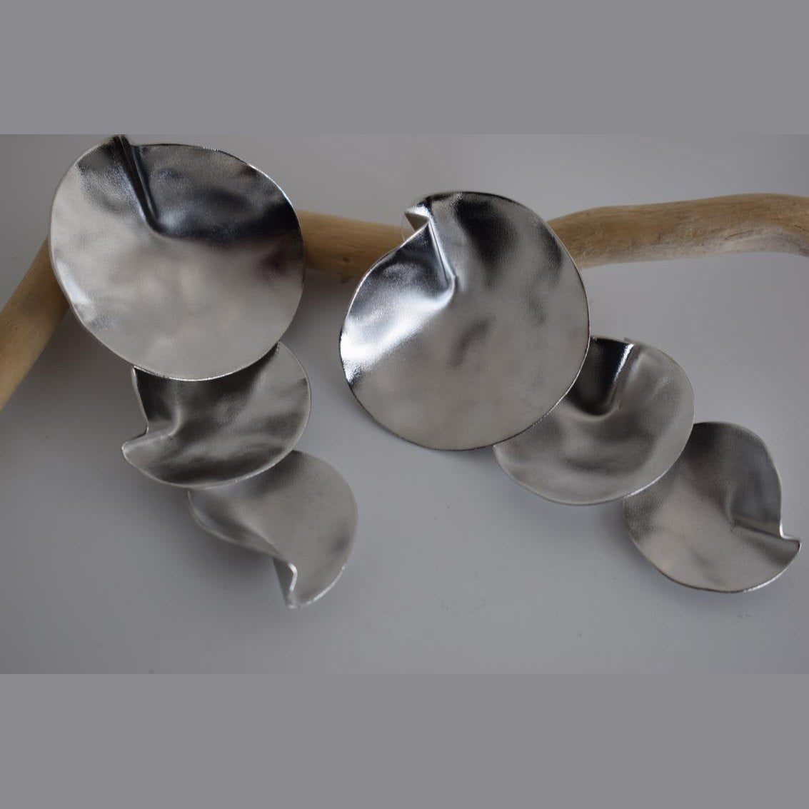 Amphitrite earrings – Greek hammered jewelry – 18K gold, silver, and rose gold plated