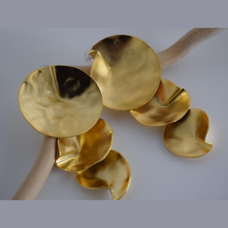 Amphitrite earrings – Greek hammered jewelry – 18K gold, silver, and rose gold plated