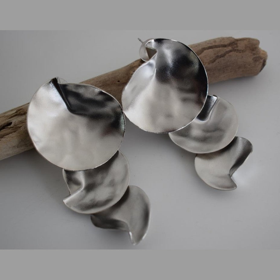 Amphitrite earrings – Greek hammered jewelry – 18K gold, silver, and rose gold plated