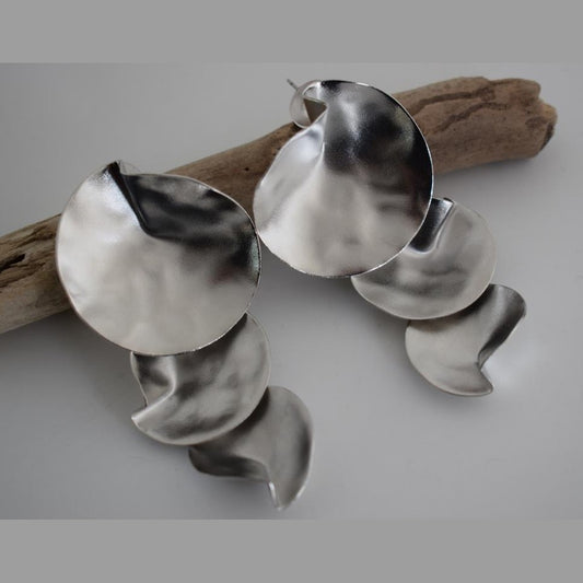 Amphitrite earrings – Greek hammered jewelry – 18K gold, silver, and rose gold plated