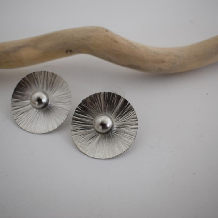 Noufaro earrings – Greek hammered jewelry inspired by the water lily design, available in 18K gold plated, 18K silver plated, and rose gold plated