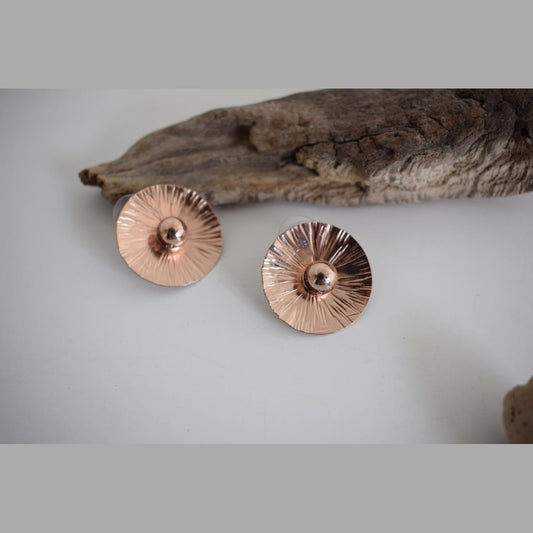 Noufaro earrings – Greek hammered jewelry inspired by the water lily design, available in 18K gold plated, 18K silver plated, and rose gold plated