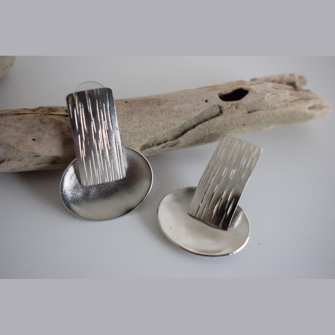 Aspides earrings – Greek hammered jewelry 18K gold plated, silver plated, and rose gold plated shield-inspired design