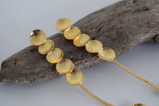 Ampelos earrings – Greek hammered jewelry 18K gold or silver plated textured circular design, also available in rose gold plated.