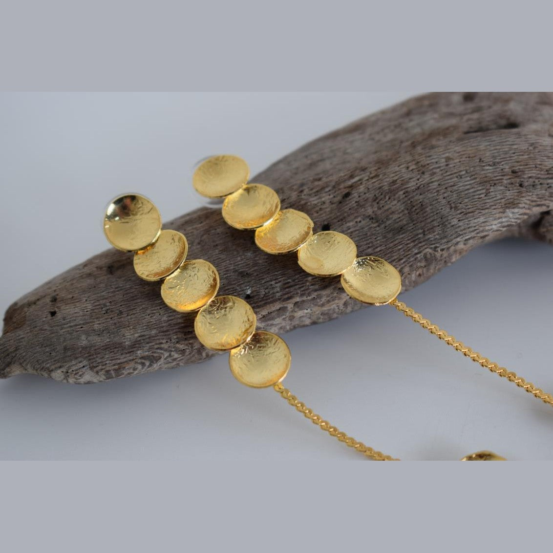 Ampelos earrings – Greek hammered jewelry 18K gold or silver plated textured circular design, also available in rose gold plated.