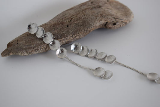 Ampelos earrings – Greek hammered jewelry 18K gold or silver plated textured circular design, also available in rose gold plated.