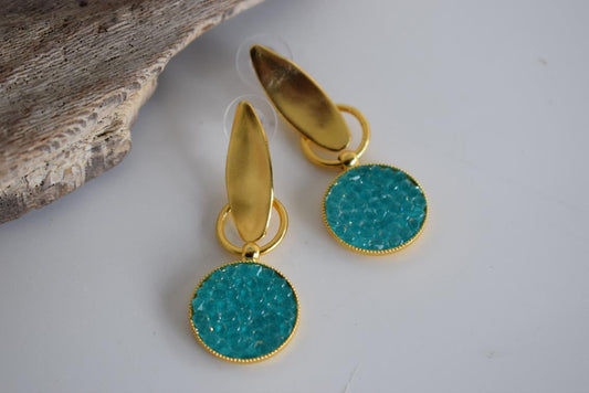 Elaia earrings with Swarovski – Greek hammered jewelry 18K silver plated, also available in gold and rose gold plating.