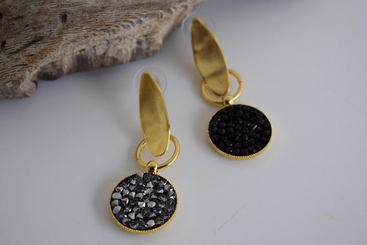 Elaia earrings with Swarovski – Greek hammered jewelry 18K silver plated, also available in gold and rose gold plating.