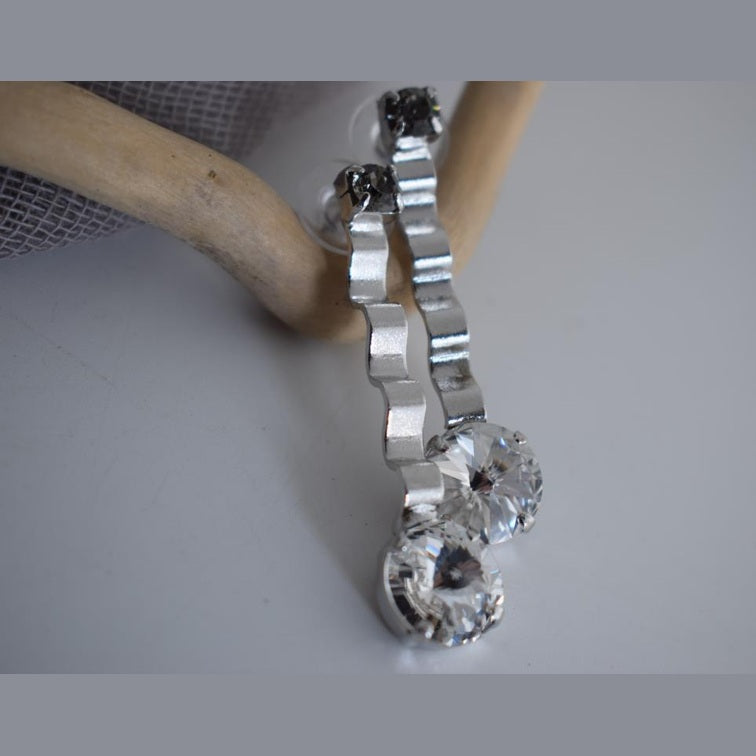 Rythmos earrings with Swarovski – Greek hammered jewelry 18K gold plated, also available in silver and rose gold plating.