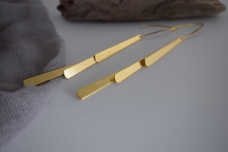 Aetheras II earrings – Greek hammered jewelry 18K gold plated, also available in silver and rose gold plating.