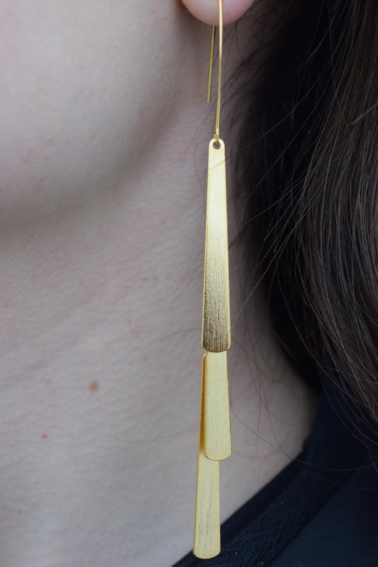 Aetheras II earrings – Greek hammered jewelry 18K gold plated, also available in silver and rose gold plating.