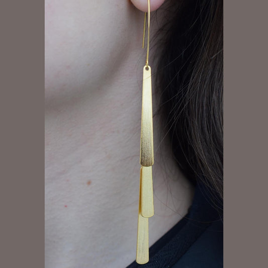 Aetheras II earrings – Greek hammered jewelry 18K gold plated, also available in silver and rose gold plating.