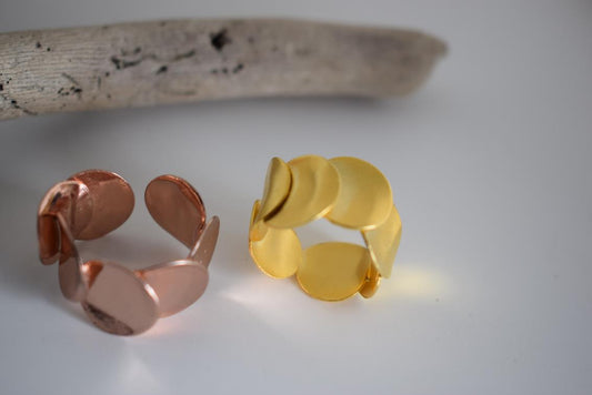 Mycenae ring – Greek hammered jewelry 18K gold plated, also available in rose gold and silver plating.