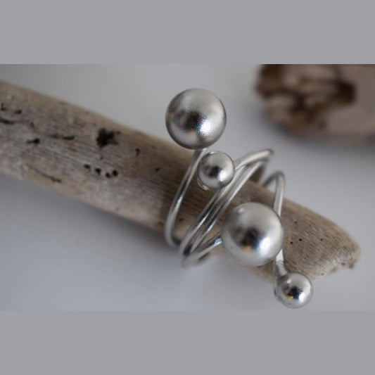 Cosmos ring Greek hammered jewelry 18K gold plated spiral design