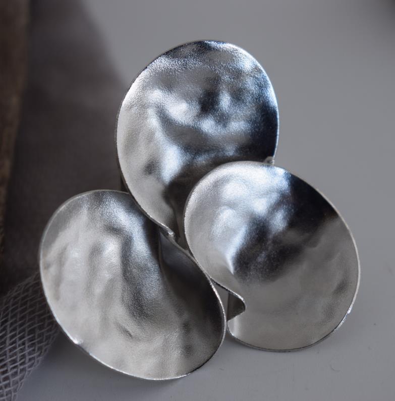 Amphitrite ring Greek hammered jewelry in 18K gold, silver, and rose gold plated finish.