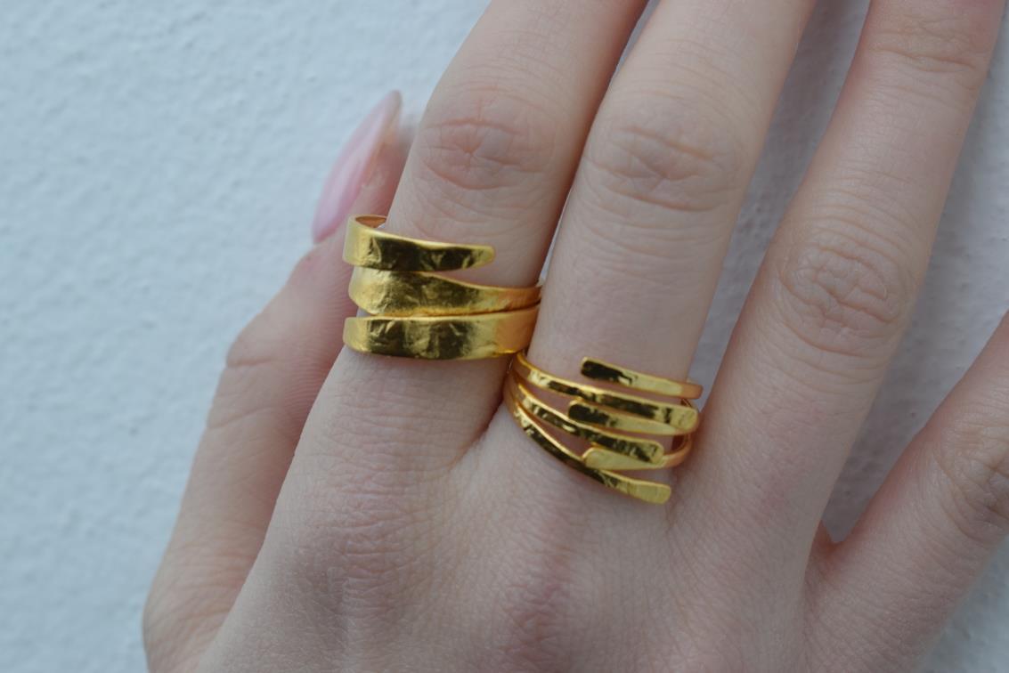 Daphne ring – Greek hammered jewelry – 18K gold, silver, and rose gold plated